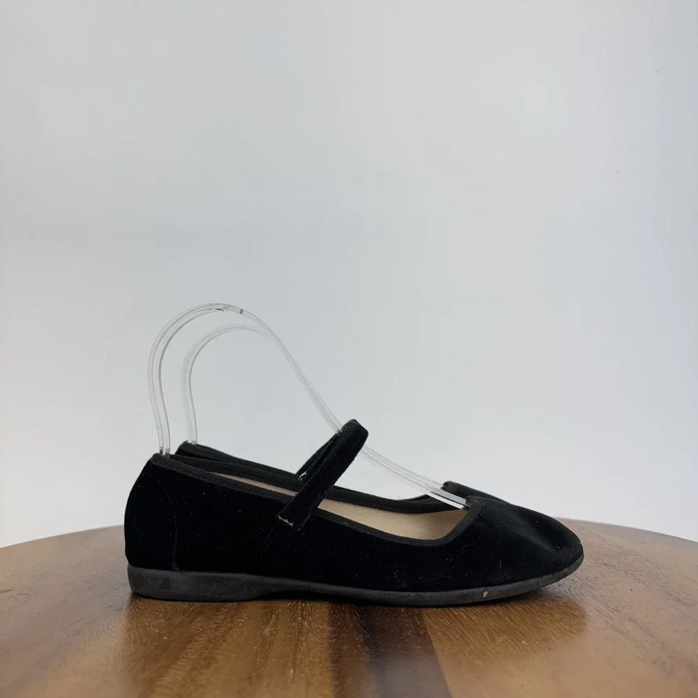 Big Kids Childrenschic Cassie Black Velvet Formal Mary Jane Flats Size EU 34 GUC